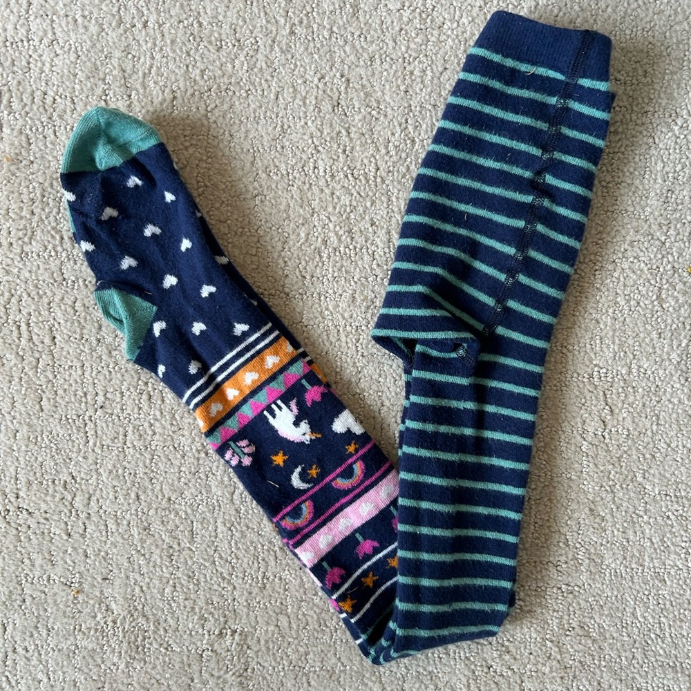 Hanna Andersson girls full length tights hearts stripes unicorns 6-8